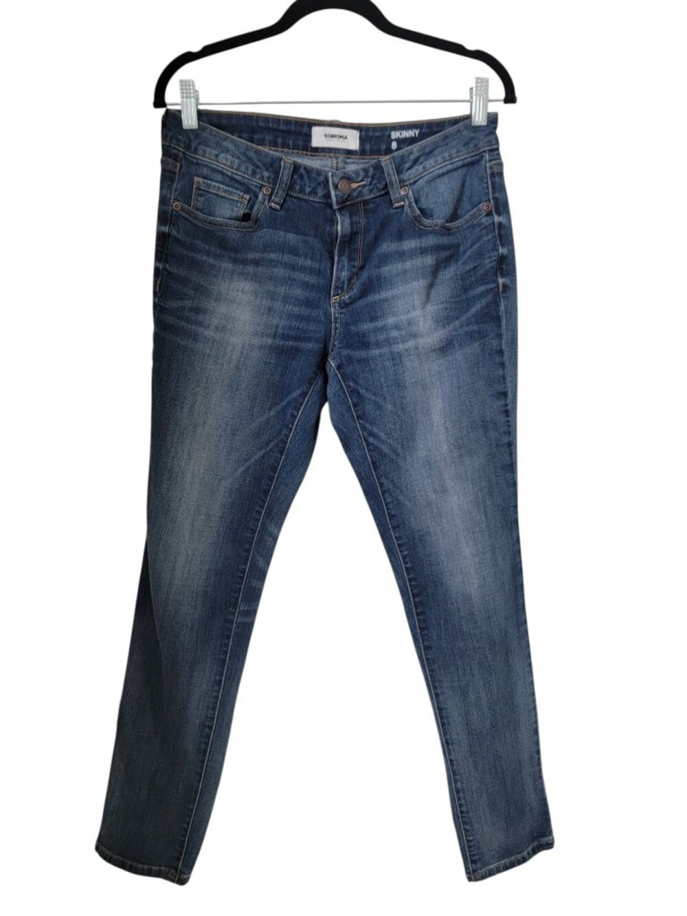 Sonoma Size 8 Skinny Denim Blue Jeans, Medium-to-Dark Wash